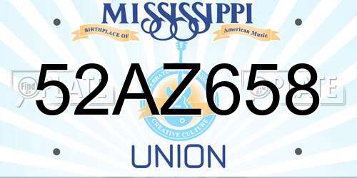 52AZ658 Mississippi License Plate