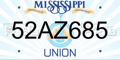 52AZ685 Mississippi License Plate