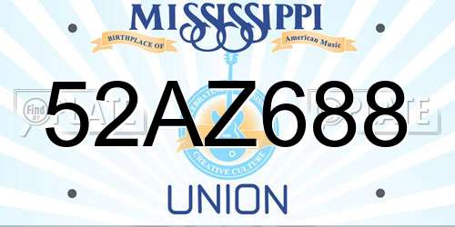52AZ688 Mississippi License Plate