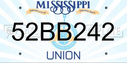 52BB242 Mississippi License Plate