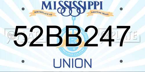 52BB247 Mississippi License Plate