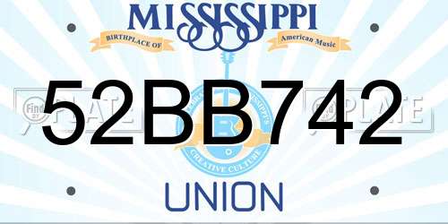 52BB742 Mississippi License Plate