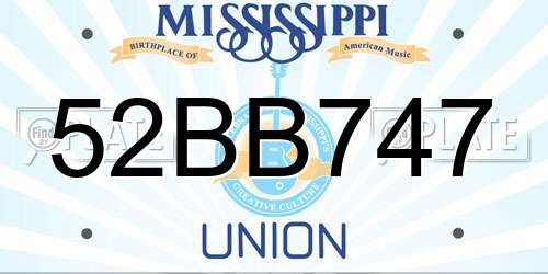 52BB747 Mississippi License Plate