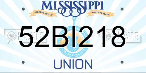 52BI218 Mississippi License Plate