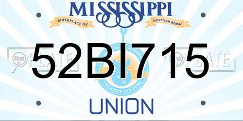 52BI715 Mississippi License Plate