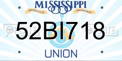 52BI718 Mississippi License Plate