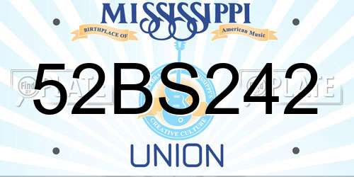 52BS242 Mississippi License Plate
