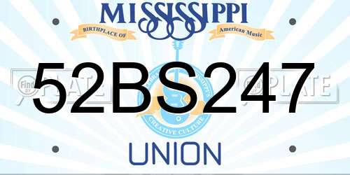 52BS247 Mississippi License Plate