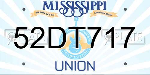 52DT717 Mississippi License Plate