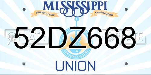 52DZ668 Mississippi License Plate