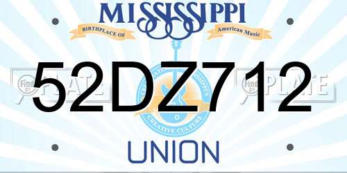 52DZ712 Mississippi License Plate