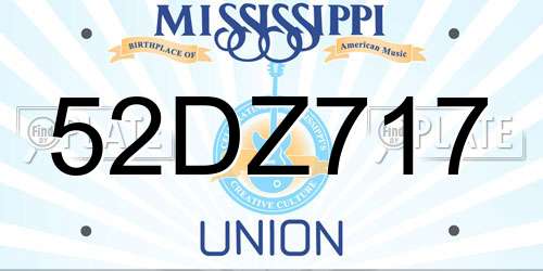 52DZ717 Mississippi License Plate