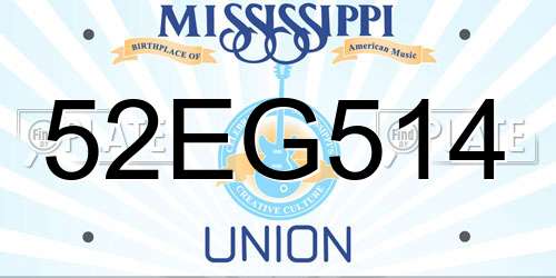 52EG514 Mississippi License Plate