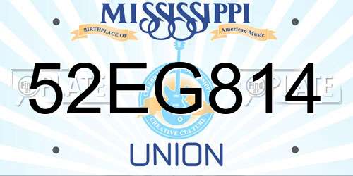 52EG814 Mississippi License Plate