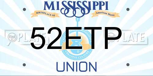 52ETP Mississippi License Plate