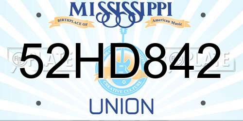 52HD842 Mississippi License Plate