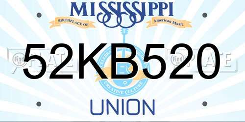 52KB520 Mississippi License Plate