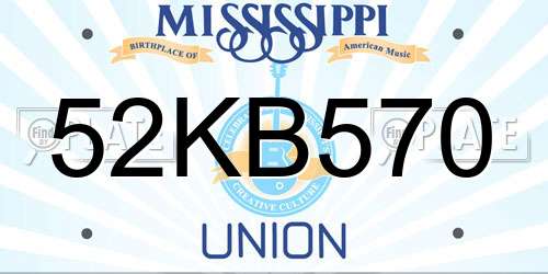 52KB570 Mississippi License Plate