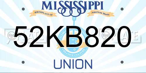52KB820 Mississippi License Plate