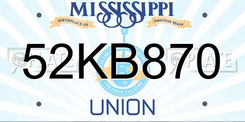 52KB870 Mississippi License Plate