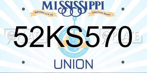 52KS570 Mississippi License Plate