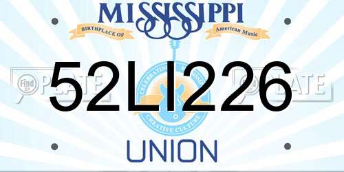 52LI226 Mississippi License Plate