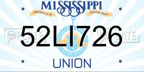 52LI726 Mississippi License Plate