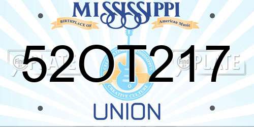 52OT217 Mississippi License Plate