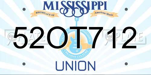 52OT712 Mississippi License Plate