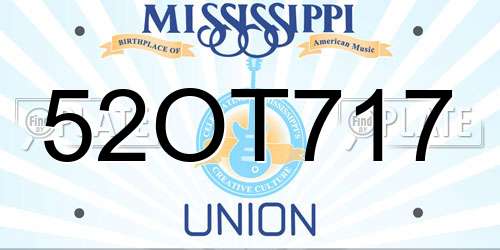 52OT717 Mississippi License Plate