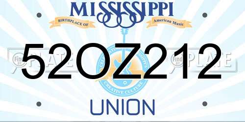 52OZ212 Mississippi License Plate