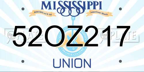 52OZ217 Mississippi License Plate