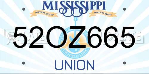 52OZ665 Mississippi License Plate
