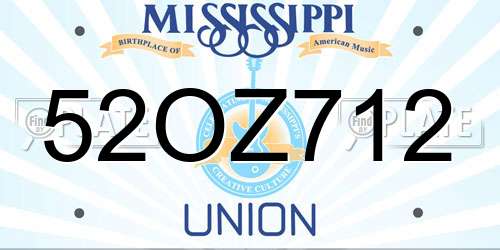 52OZ712 Mississippi License Plate