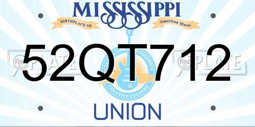 52QT712 Mississippi License Plate