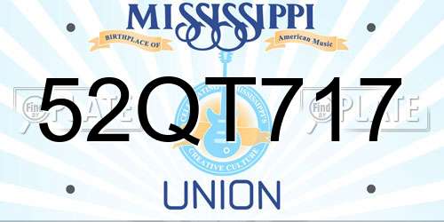 52QT717 Mississippi License Plate