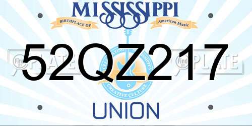 52QZ217 Mississippi License Plate