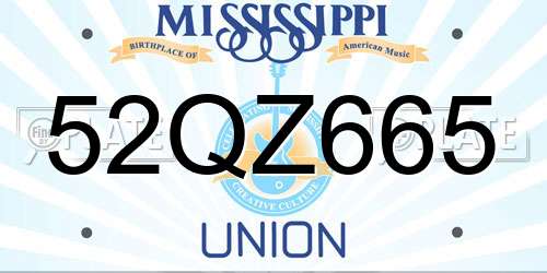 52QZ665 Mississippi License Plate