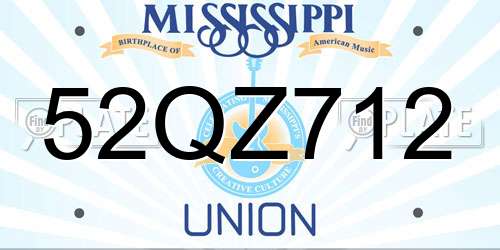 52QZ712 Mississippi License Plate