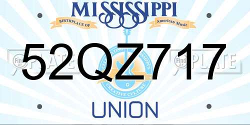 52QZ717 Mississippi License Plate