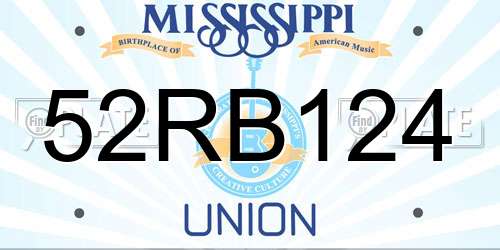 52RB124 Mississippi License Plate