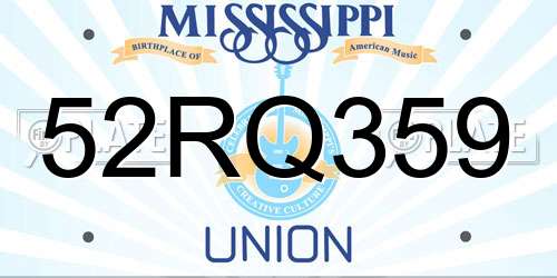 52RQ359 Mississippi License Plate