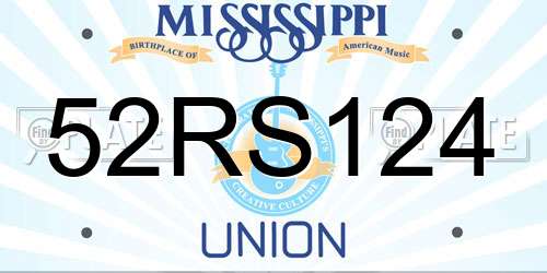 52RS124 Mississippi License Plate