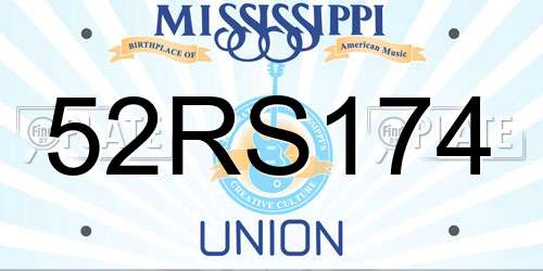 52RS174 Mississippi License Plate