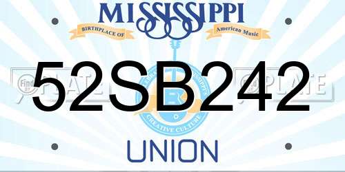 52SB242 Mississippi License Plate