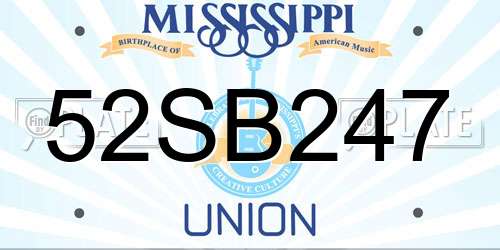 52SB247 Mississippi License Plate