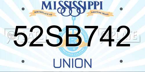 52SB742 Mississippi License Plate