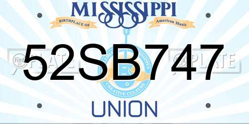 52SB747 Mississippi License Plate