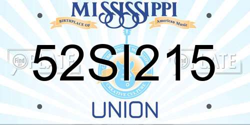 52SI215 Mississippi License Plate