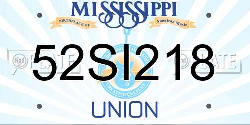 52SI218 Mississippi License Plate